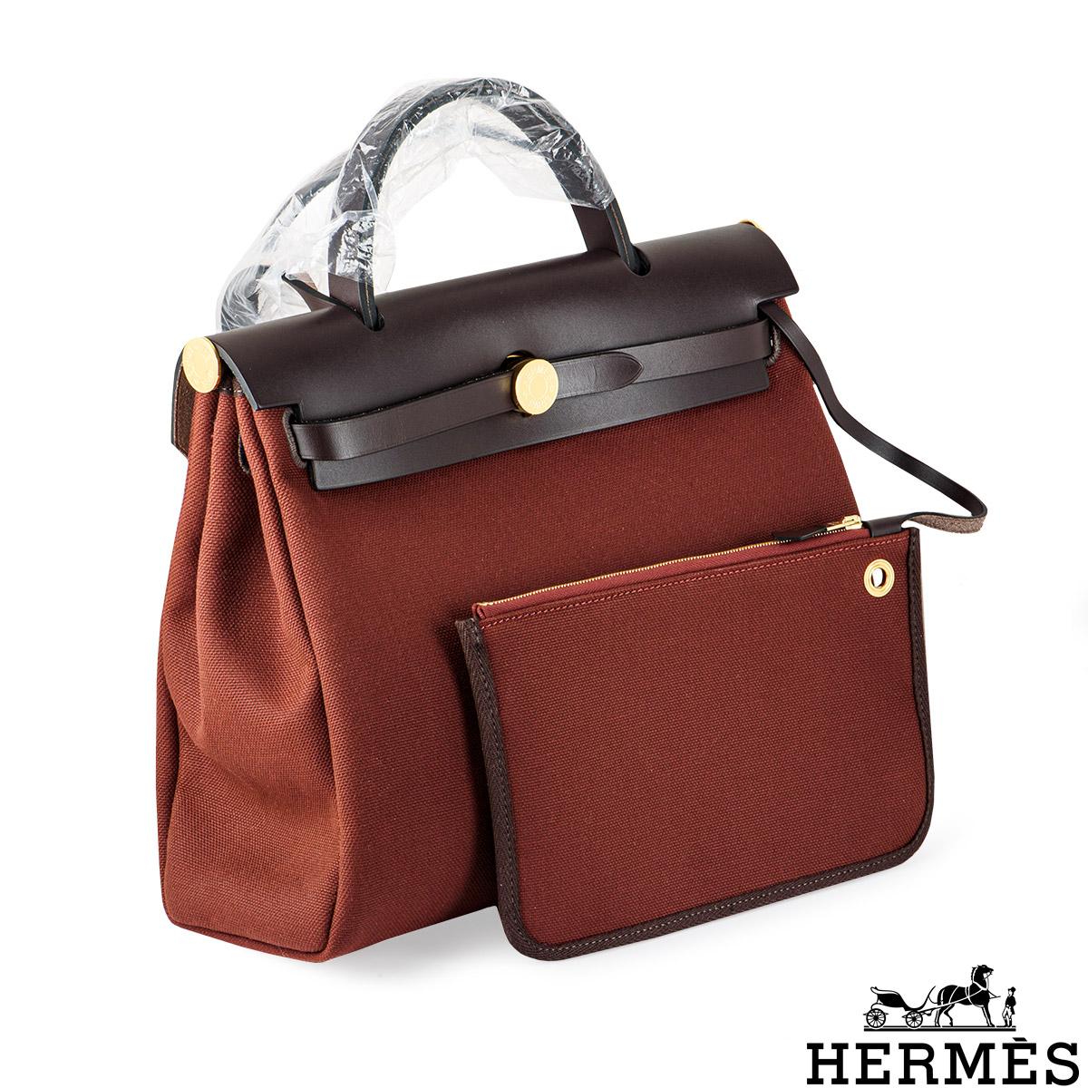 Hermès Herbag Zip Retourne 31 Rouge H/ Ebene GHW